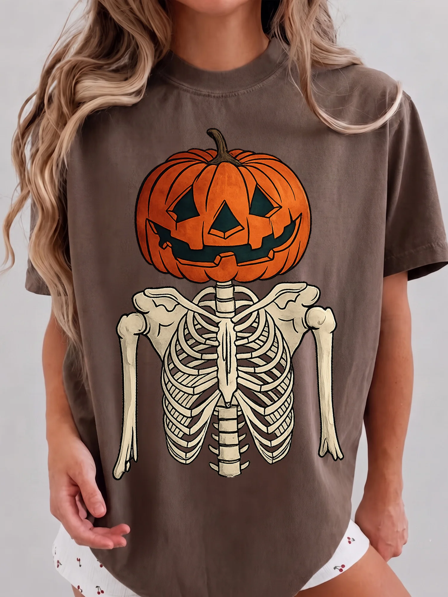 Women's Jack O Lantern Skeleton Sweatshirt Vintage Spooky Halloween Sweater