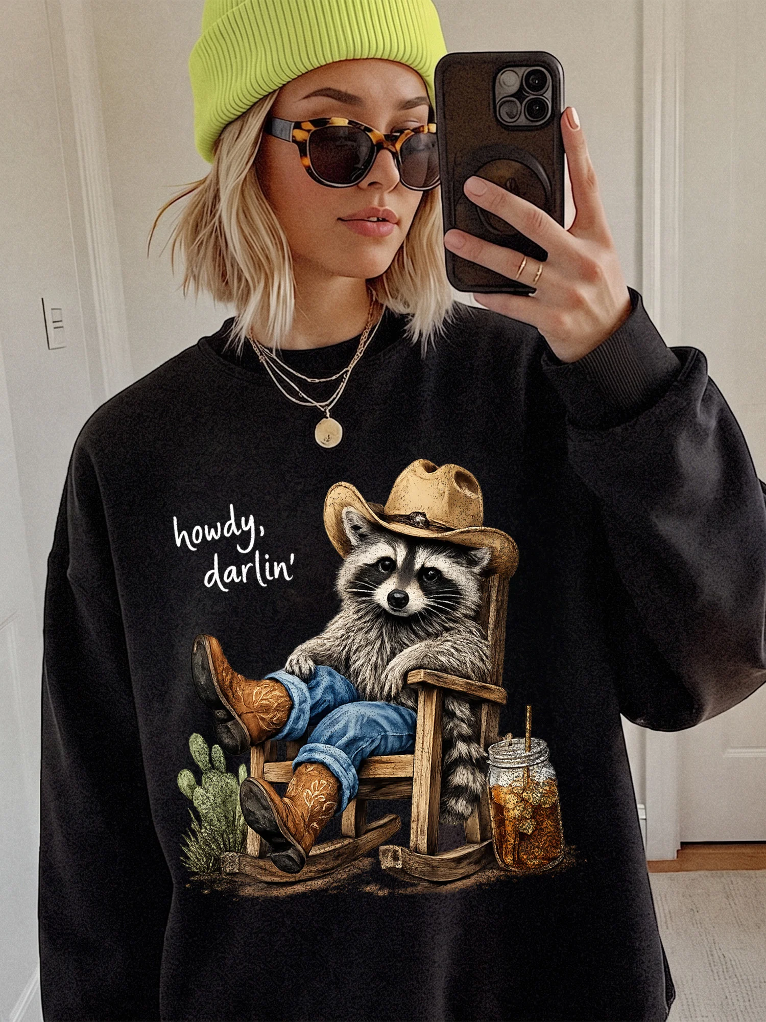 Howdy Darlin Western Graphic Tee Cowboy Raccoon Vintage Country Concert Shirt Cowgirl Top