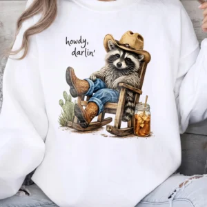 Howdy Darlin Western Graphic Tee Cowboy Raccoon Vintage Country Concert Shirt Cowgirl Top