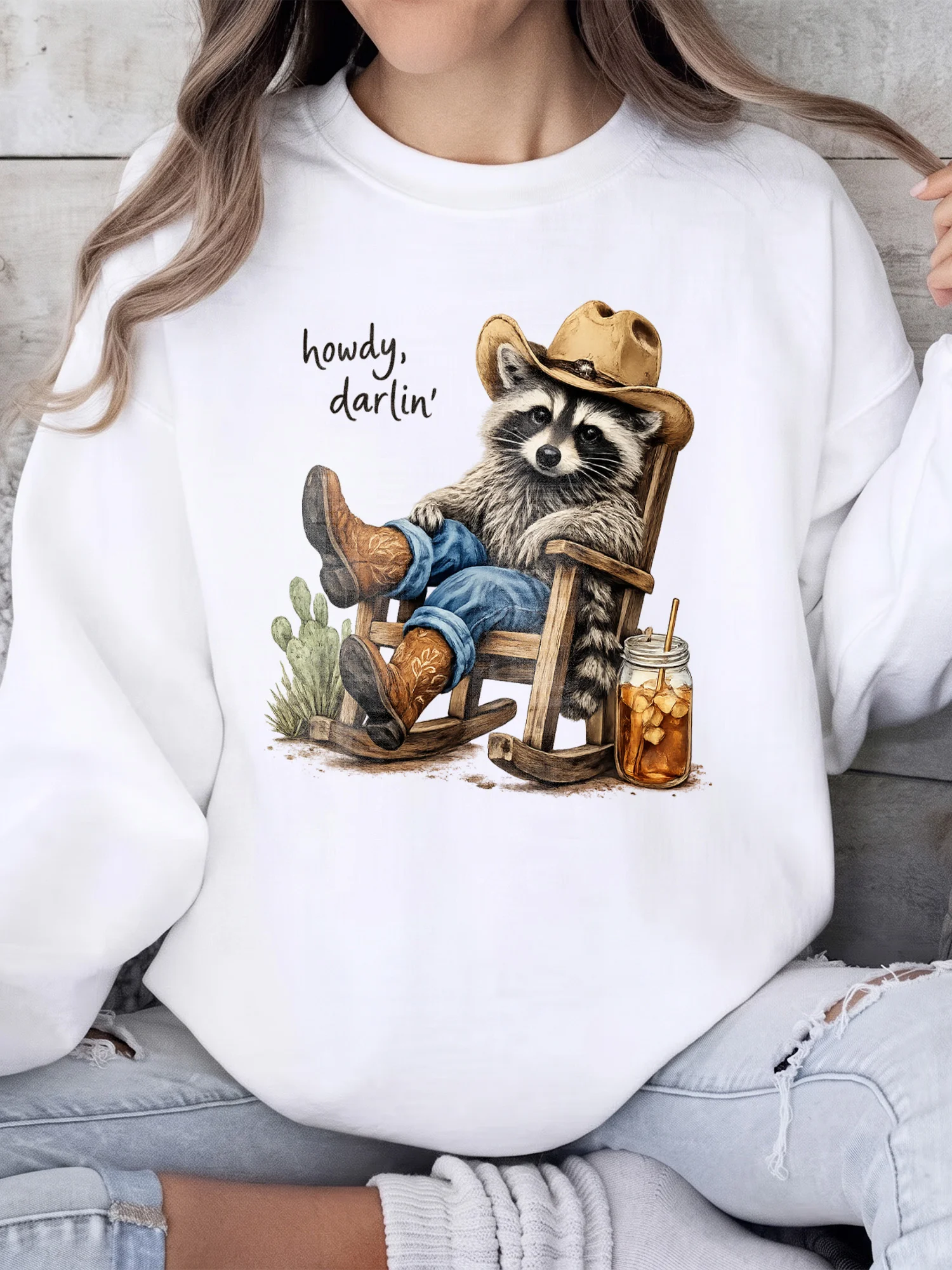 Howdy Darlin Western Graphic Tee Cowboy Raccoon Vintage Country Concert Shirt Cowgirl Top