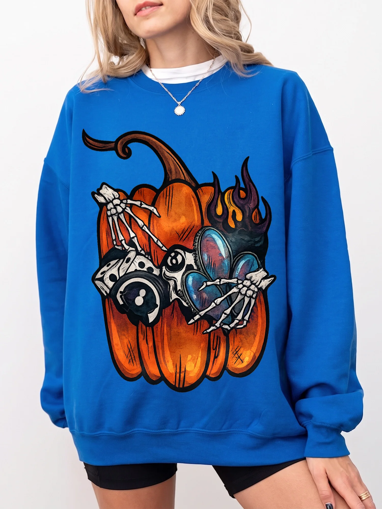 Skeleton Hands Pumpkin Graphic Tee Edgy Spooky Fall Halloween T-Shirt