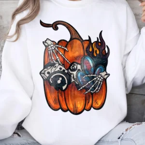 Skeleton Hands Pumpkin Graphic Tee Edgy Spooky Fall Halloween T-Shirt