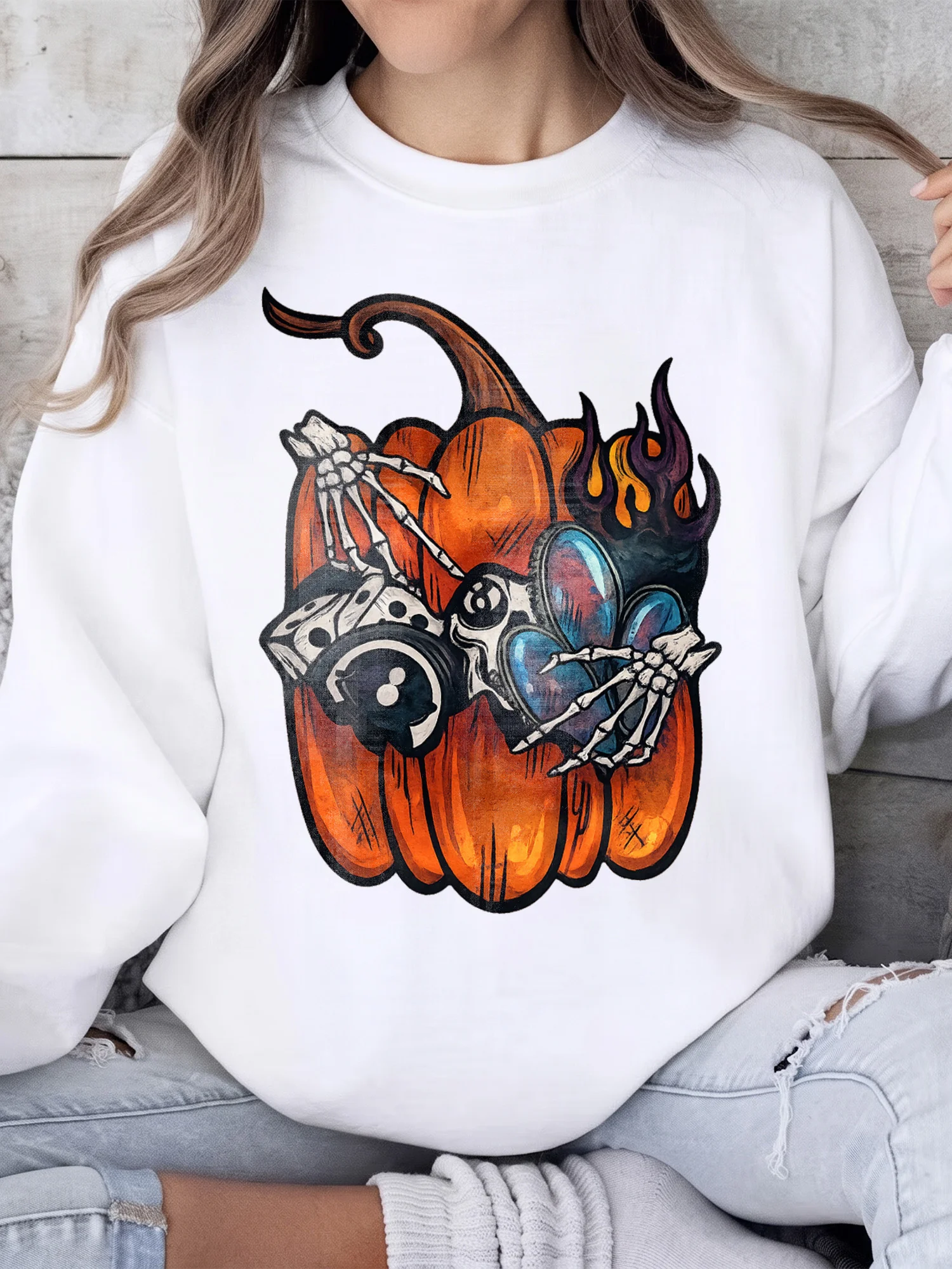 Skeleton Hands Pumpkin Graphic Tee Edgy Spooky Fall Halloween T-Shirt