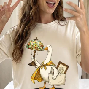 We Thrift At Dawn Graphic Tee Funny Goose Vintage Shopping Shirt Cottagecore Thrift Lover Gift