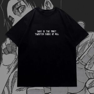 Cursed Child Anime Graphic Tee Dark Manga Panel Japanese Text Shirt for Fandom Streetwear
