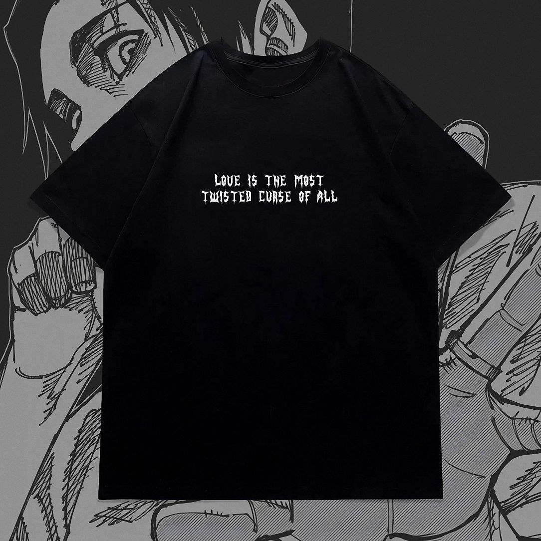 Cursed Child Anime Graphic Tee Dark Manga Panel Japanese Text Shirt for Fandom Streetwear