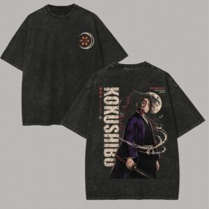 Kokushibo Upper Moon One Vintage Wash Graphic Tee Japanese Anime Streetwear Shirt