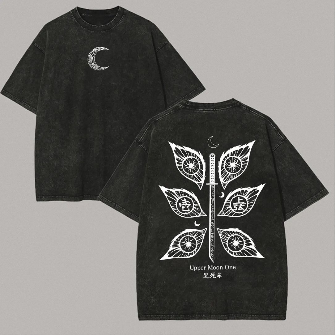 Kokushibo Upper Moon One Vintage Graphic Tee Oversized Anime Streetwear Shirt