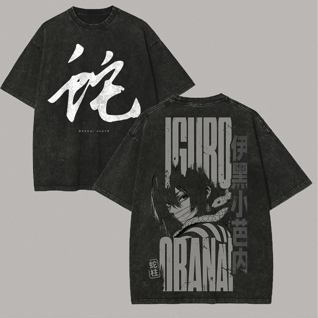 Obanai Iguro Graphic Tee Anime Streetwear T-Shirt Serpent Hashira Gift for Manga Fans
