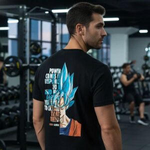 Super Saiyan Blue Son Goku Graphic Tee Motivational Anime Quote T-Shirt for Men