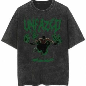 Unfazed T-Shirt Roronoa Zoro Acid Wash Graphic Tee Dark Anime Streetwear Shirt