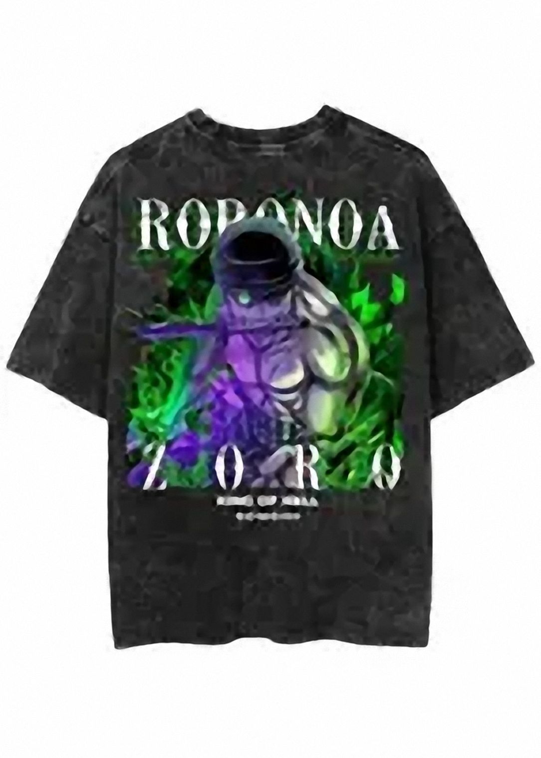 Unfazed T-Shirt Roronoa Zoro Acid Wash Graphic Tee Dark Anime Streetwear Shirt