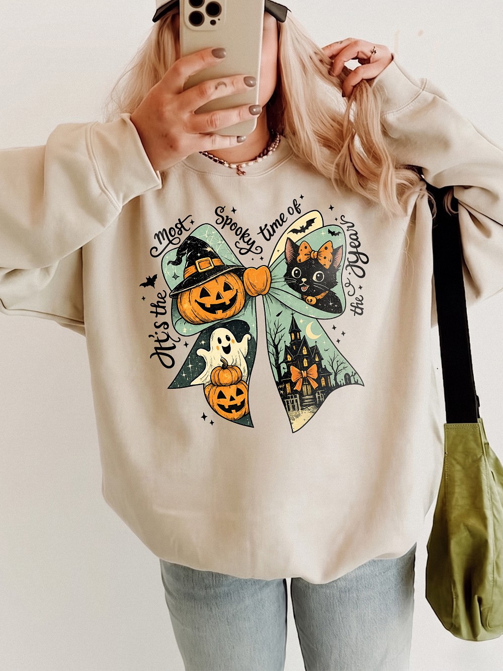 Vintage Halloween Graphic Tee It's The Most Spooky Time Of The Year Retro Spooky Season Fall Shirt for Women
