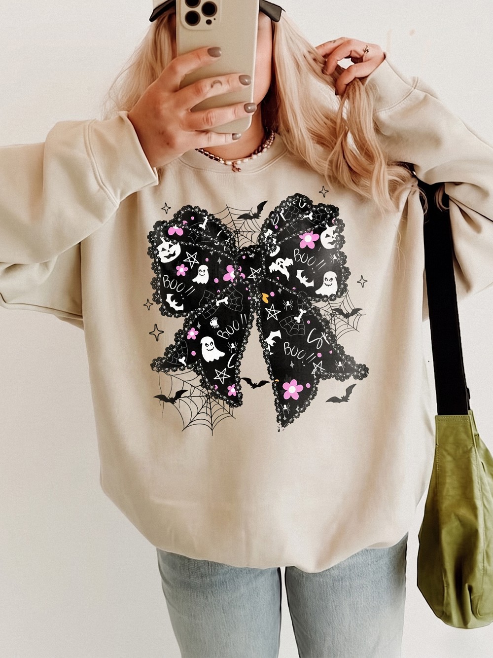Boo T Shirt Cute Spooky Coquette Bow Women's Fall Ghost And Bat Halloween Graphic Tee