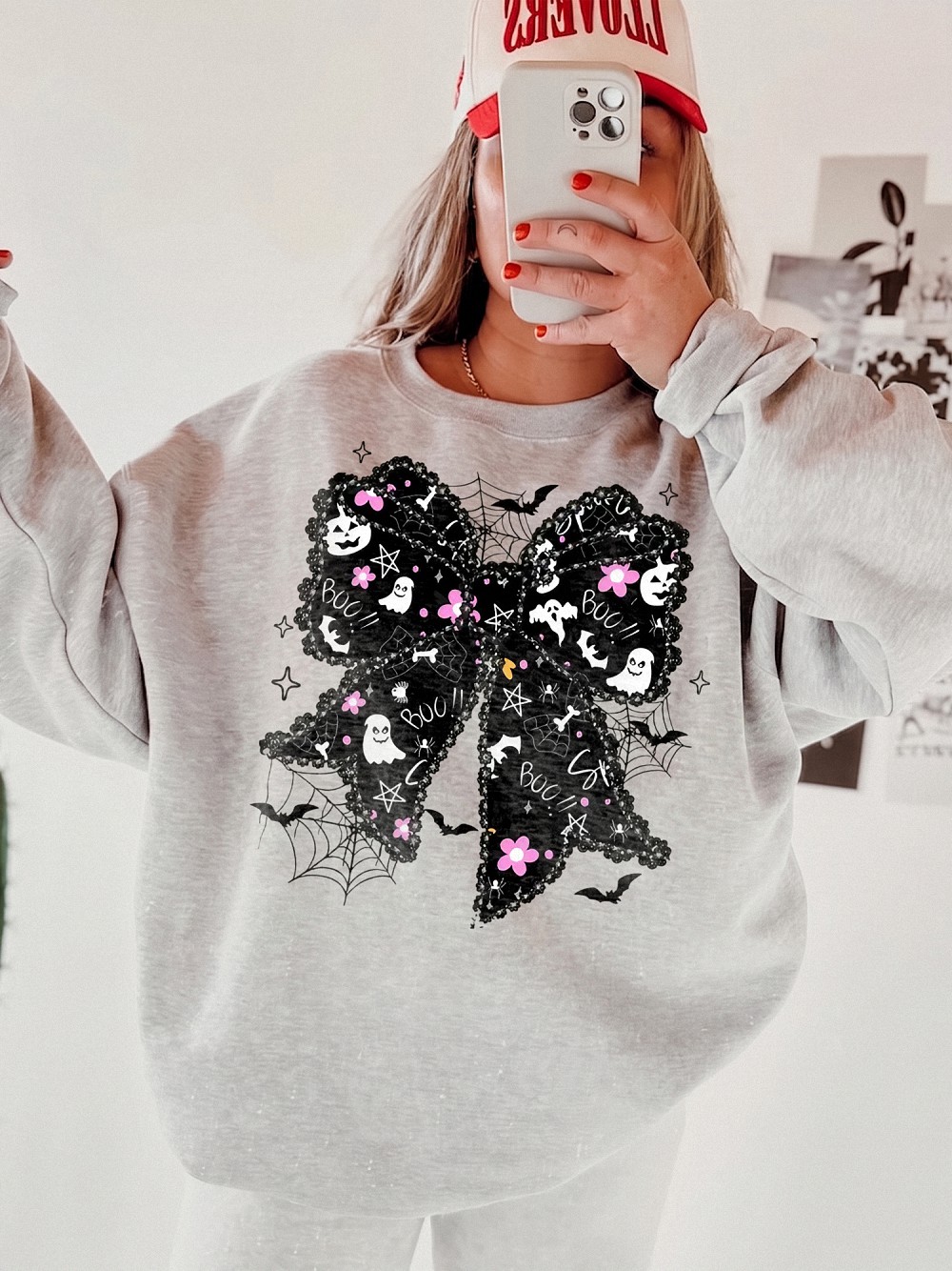 Boo T Shirt Cute Spooky Coquette Bow Women's Fall Ghost And Bat Halloween Graphic Tee