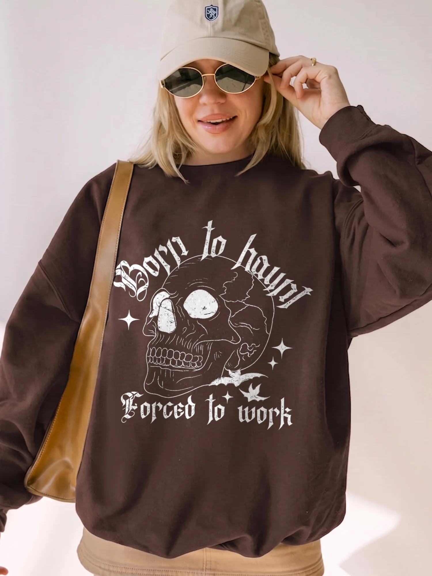 Born to Haunt Forced to Work Sarcastic Office Humor T-Shirt Spooky Graphic Tee