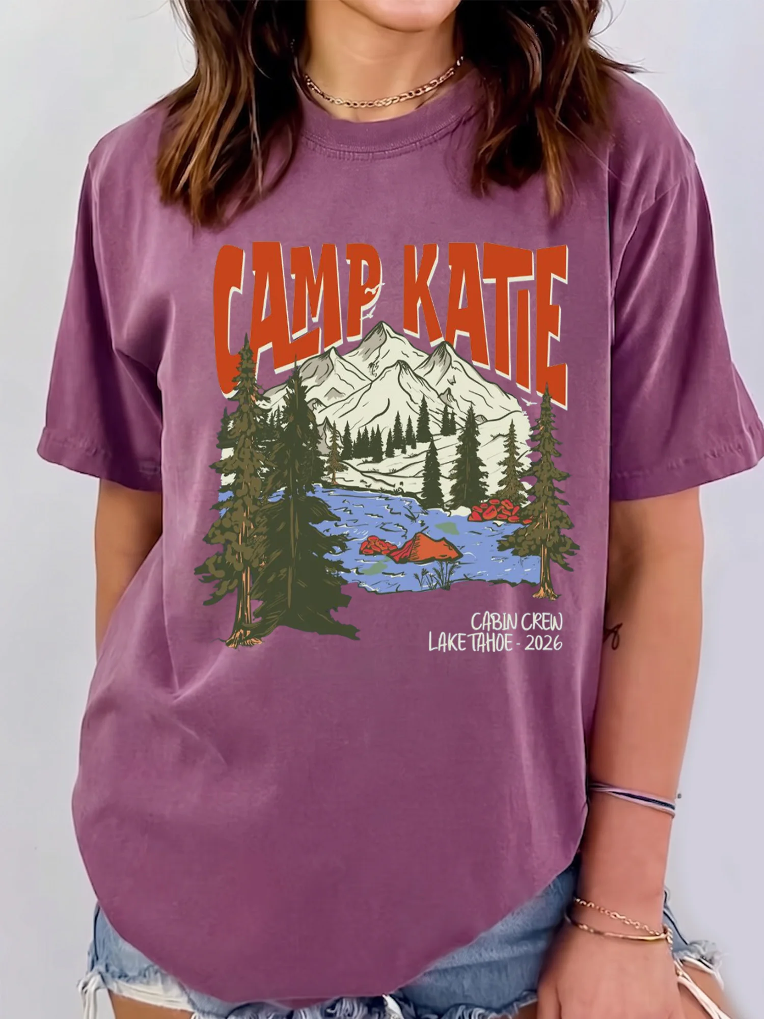 Custom Lake Tahoe Shirt Personalized Family Camping Trip Graphic Tee Vintage Mountain Cabin Crew T-Shirt
