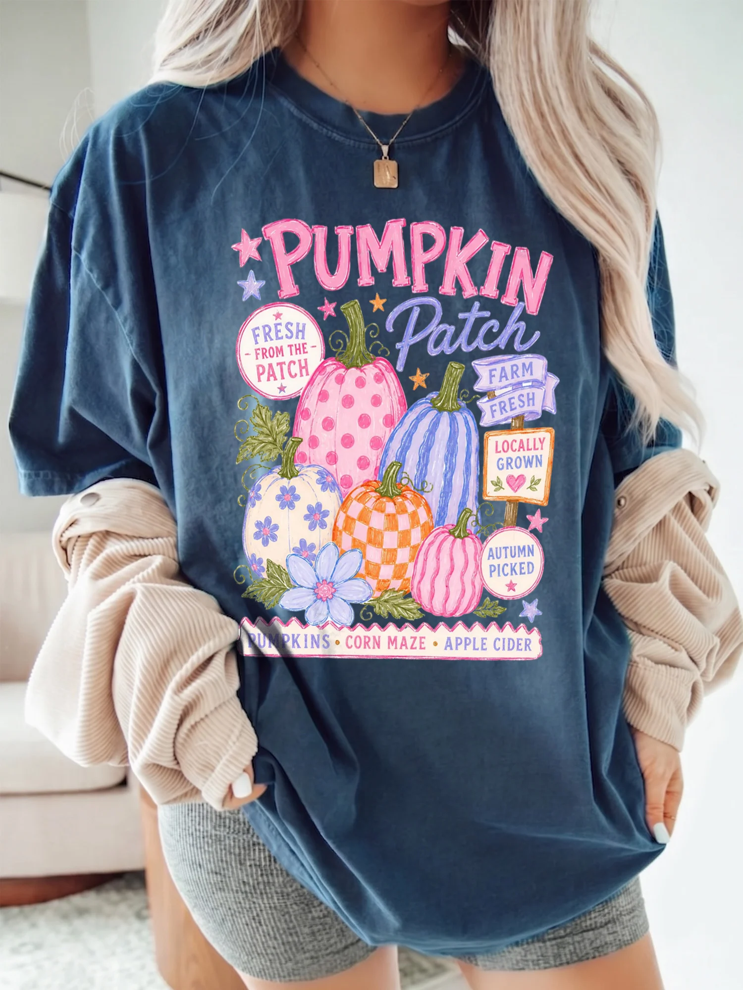 Pumpkin Patch T-Shirt Farm Fresh Fall Harvest Tee Cute Autumn Corn Maze And Apple Cider Shirt