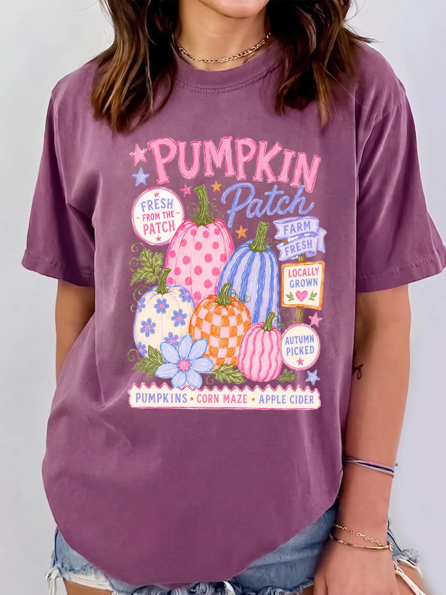 Pumpkin Patch T-Shirt Farm Fresh Fall Harvest Tee Cute Autumn Corn Maze And Apple Cider Shirt