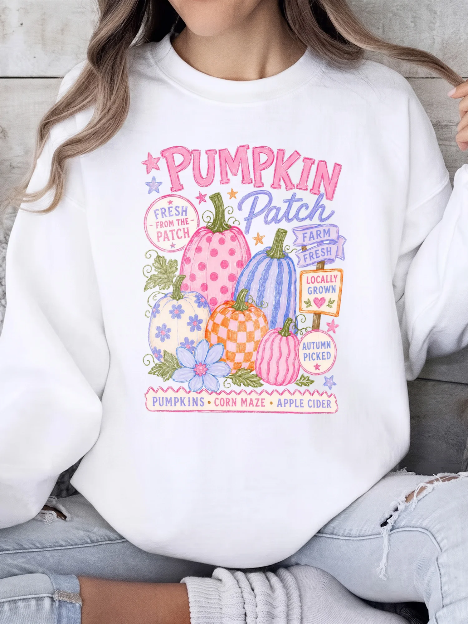 Pumpkin Patch T-Shirt Farm Fresh Fall Harvest Tee Cute Autumn Corn Maze And Apple Cider Shirt