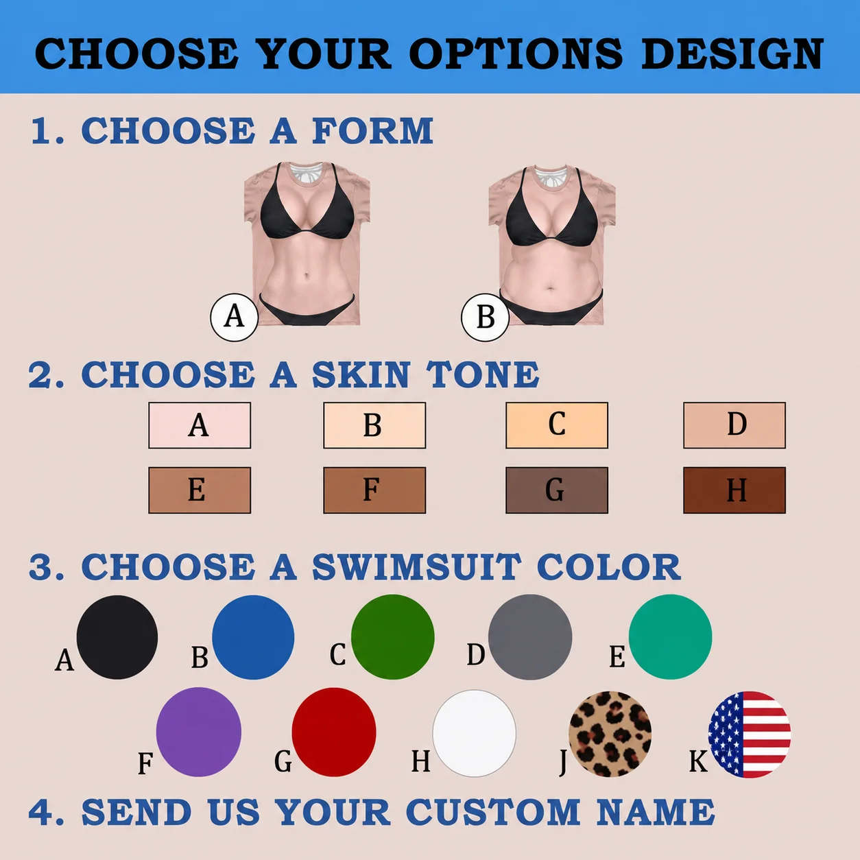 Personalized Leopard Print Bikini Illusion Naked Body Tee Funny Fake Swimsuit Beach T-Shirt Gag Gift