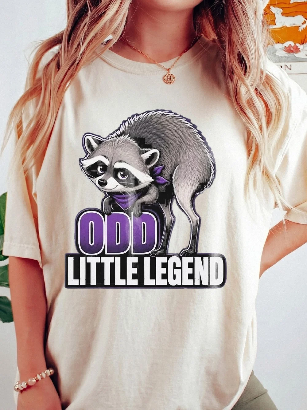 Odd Little Legend Raccoon Graphic Tee Quirky Animal T-Shirt For Women And Kids