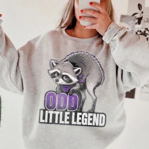 Odd Little Legend Raccoon Graphic Tee Quirky Animal T-Shirt For Women And Kids