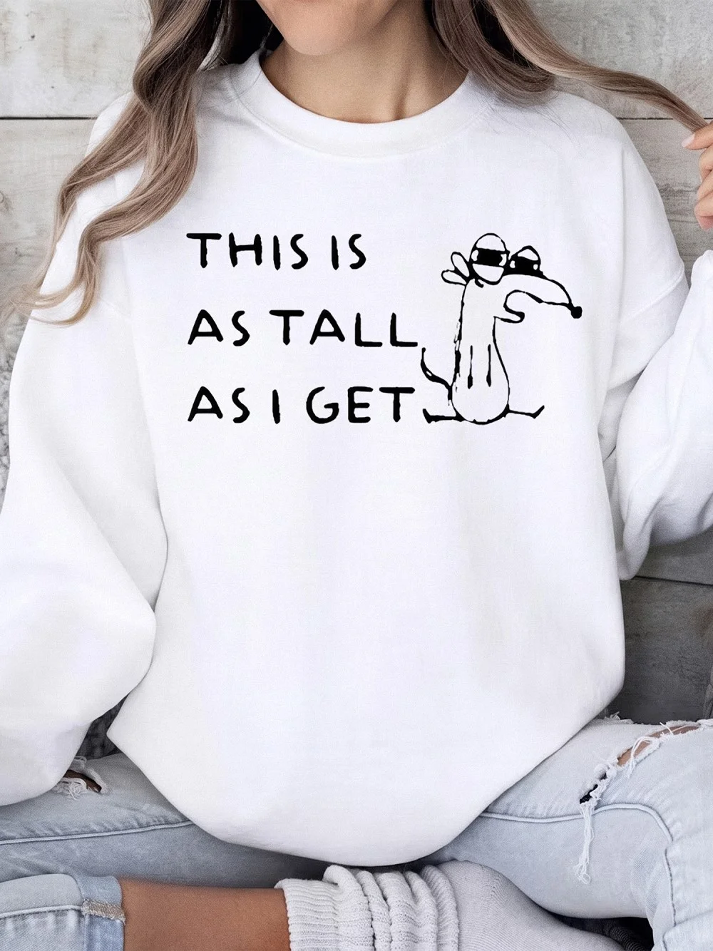 This Is As Tall As I Get Graphic Tee Funny Short Person Humor Dog Shirt Sarcastic Quote Unisex T-Shirt Gift