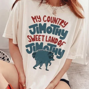 My Country Jimothy Sweet Land Of Jimothy Retro Graphic Tee Funny Raccoon Meme T-Shirt