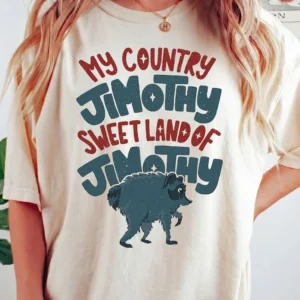My Country Jimothy Sweet Land Of Jimothy Retro Graphic Tee Funny Raccoon Meme T-Shirt