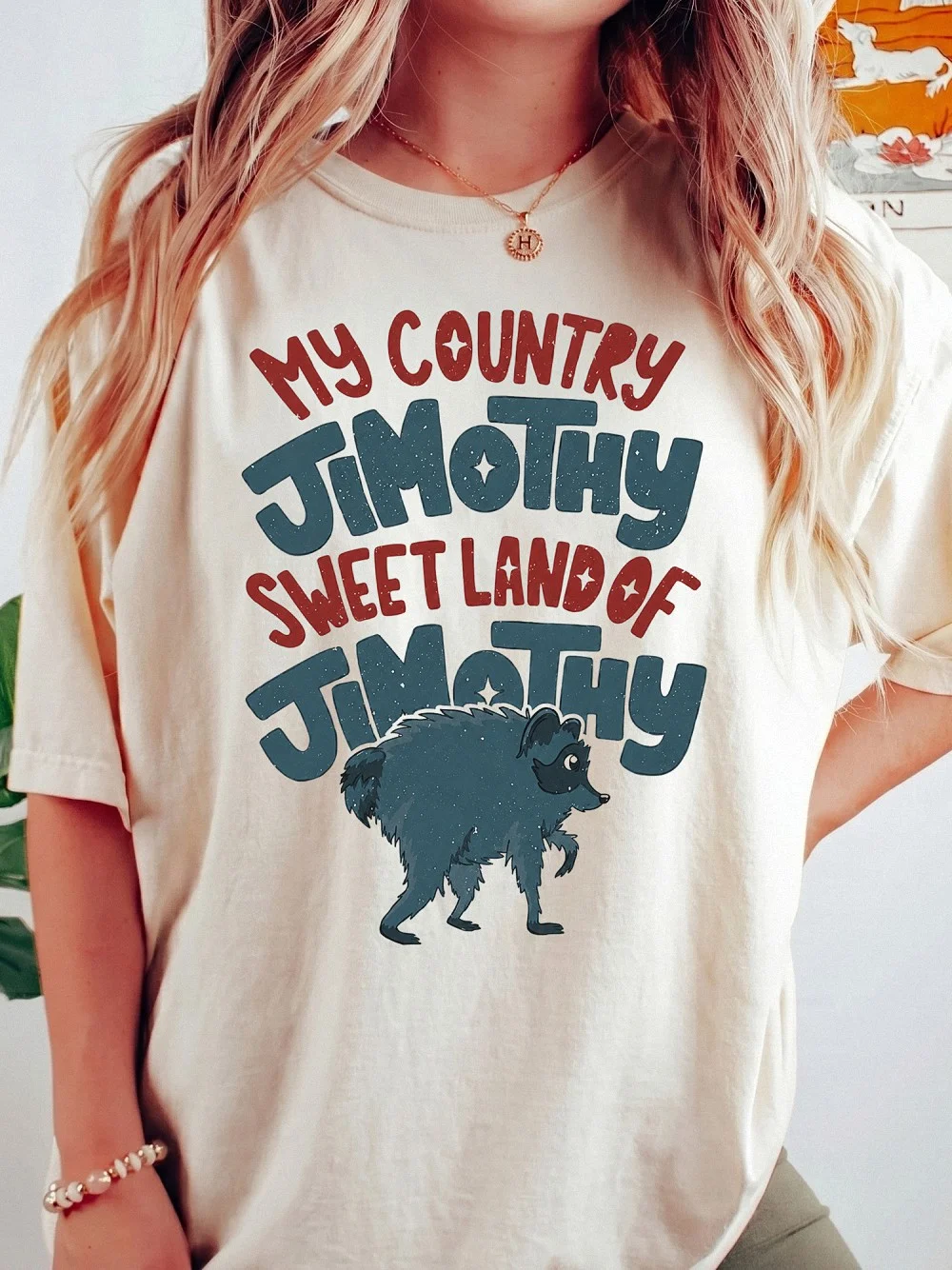 My Country Jimothy Sweet Land Of Jimothy Retro Graphic Tee Funny Raccoon Meme T-Shirt