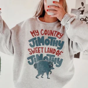 My Country Jimothy Sweet Land Of Jimothy Retro Graphic Tee Funny Raccoon Meme T-Shirt