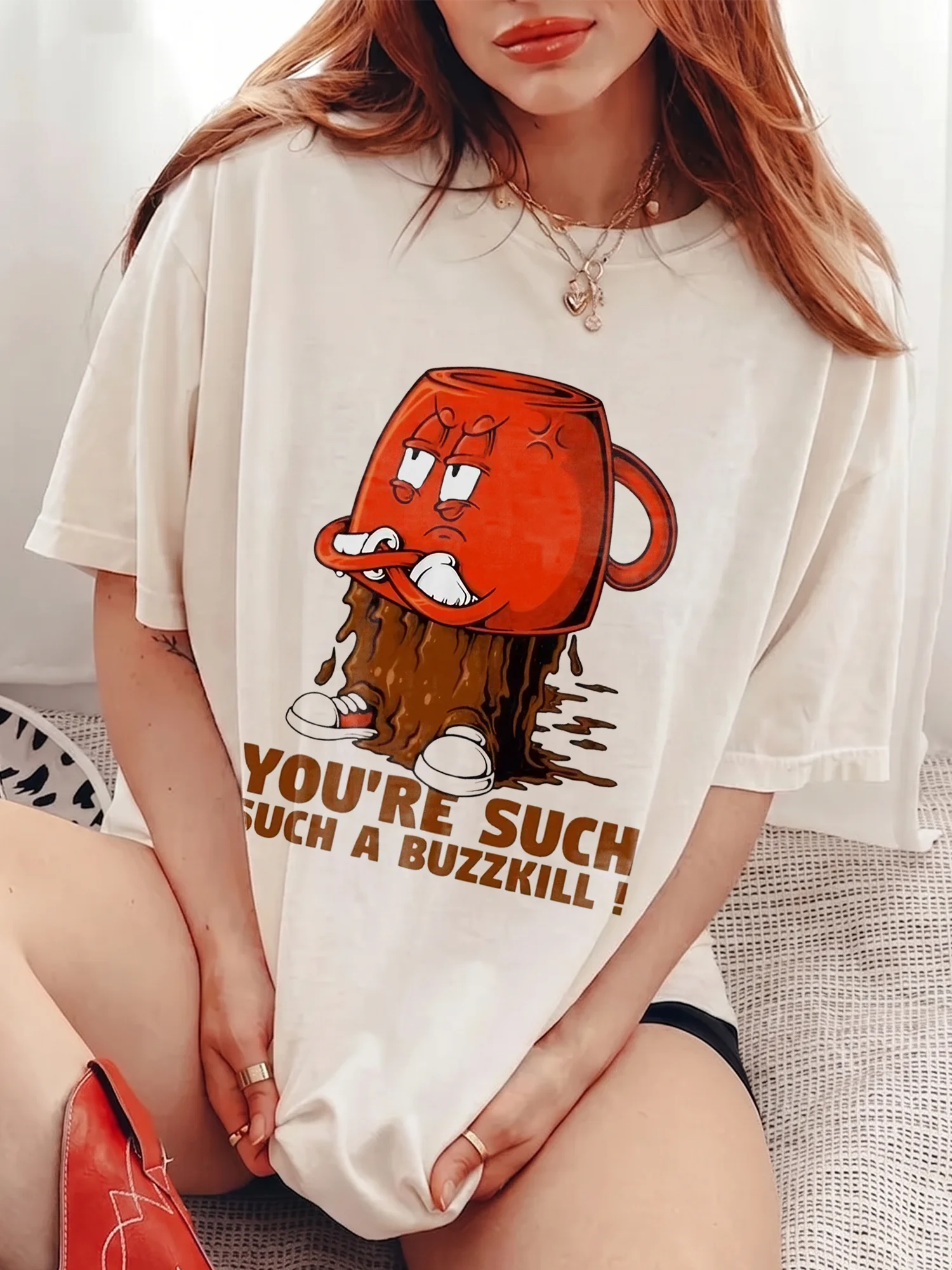 You're Such A Buzzkill Angry Coffee Mug Graphic Tee Funny Sarcastic Slogan T-Shirt