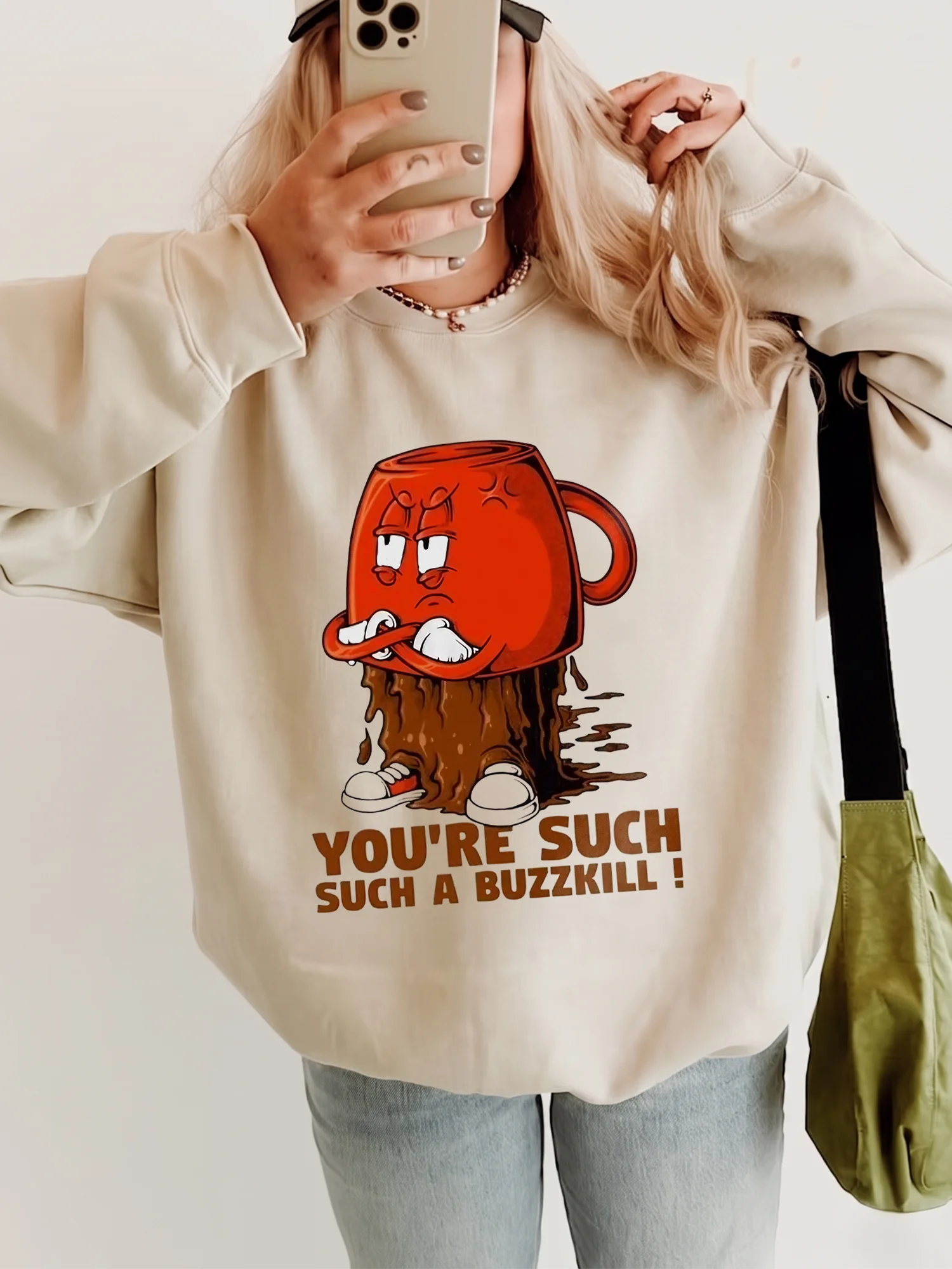 You're Such A Buzzkill Angry Coffee Mug Graphic Tee Funny Sarcastic Slogan T-Shirt