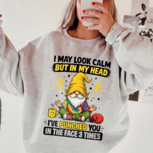 Funny Meditating Gnome May Look Calm But In My Head Graphic Tee Sarcastic Introvert Humor Shirt