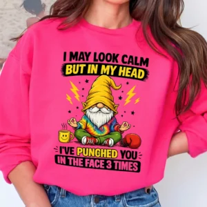 Funny Meditating Gnome May Look Calm But In My Head Graphic Tee Sarcastic Introvert Humor Shirt