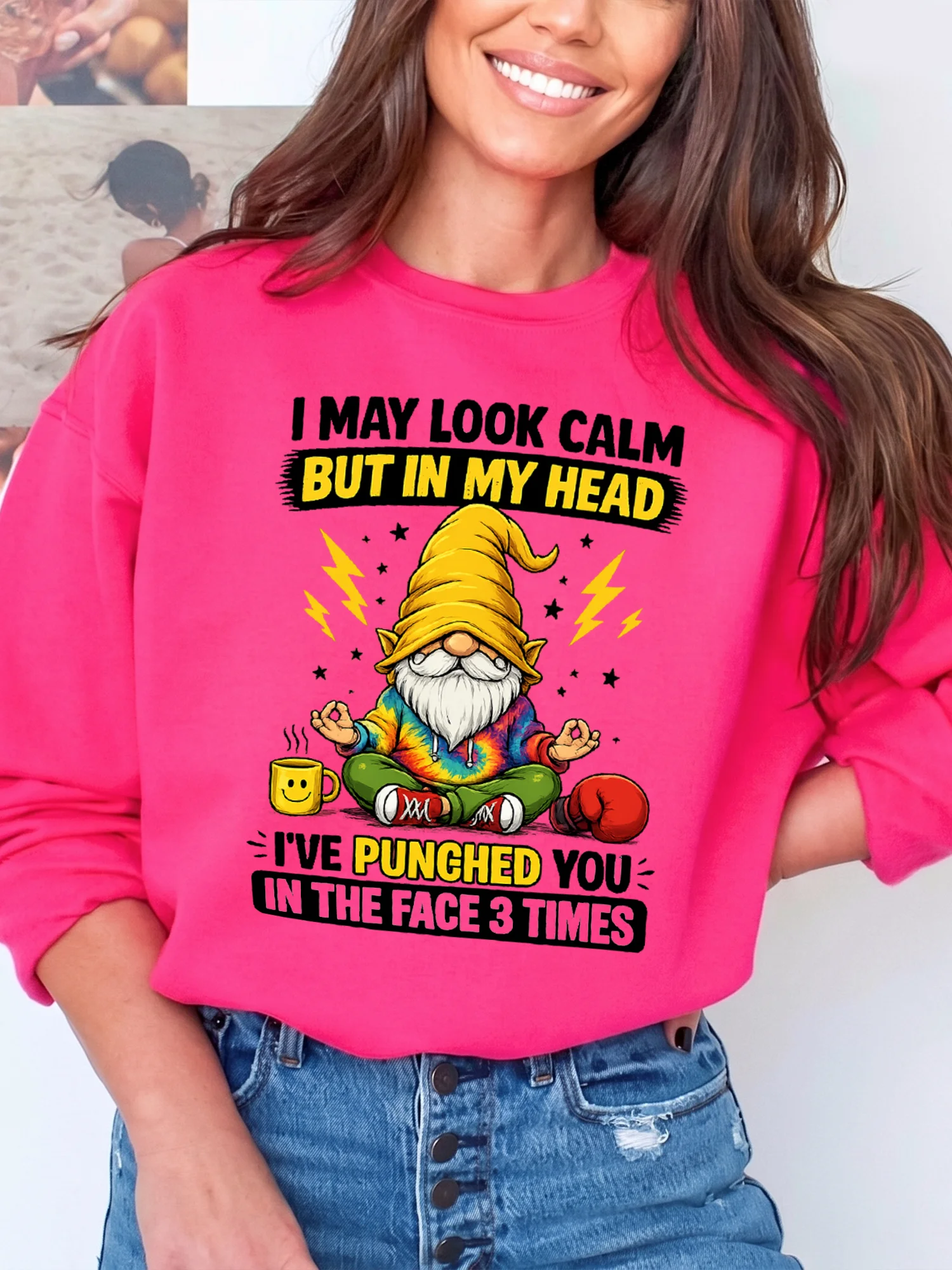 Funny Meditating Gnome May Look Calm But In My Head Graphic Tee Sarcastic Introvert Humor Shirt