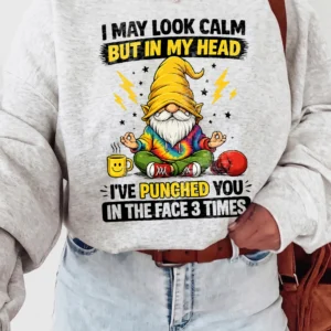 Funny Meditating Gnome May Look Calm But In My Head Graphic Tee Sarcastic Introvert Humor Shirt