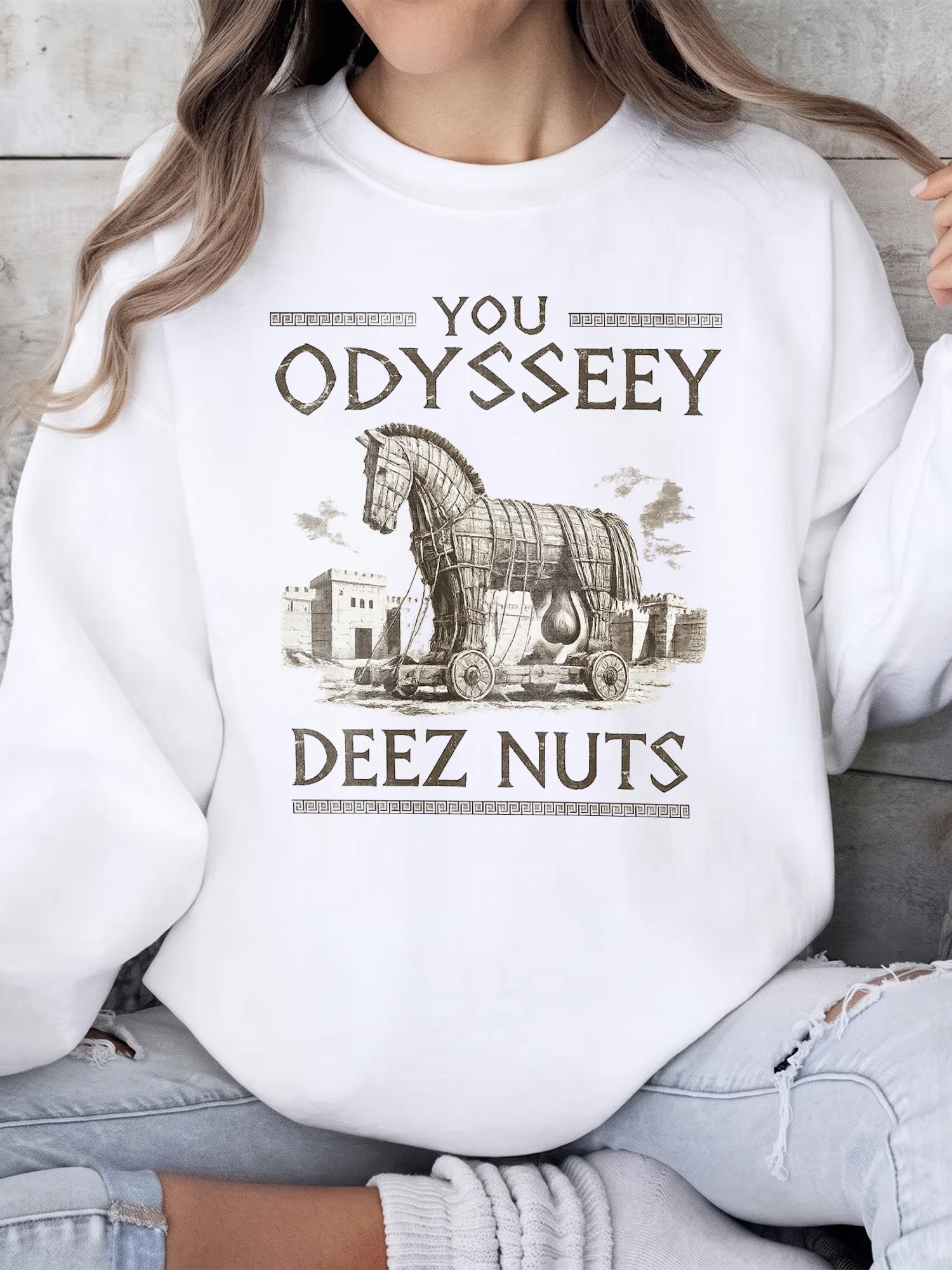 Funny Trojan Horse You Odyssey Deez Nuts Graphic Tee Sarcastic Greek Mythology Meme Shirt Viral Gag Gift