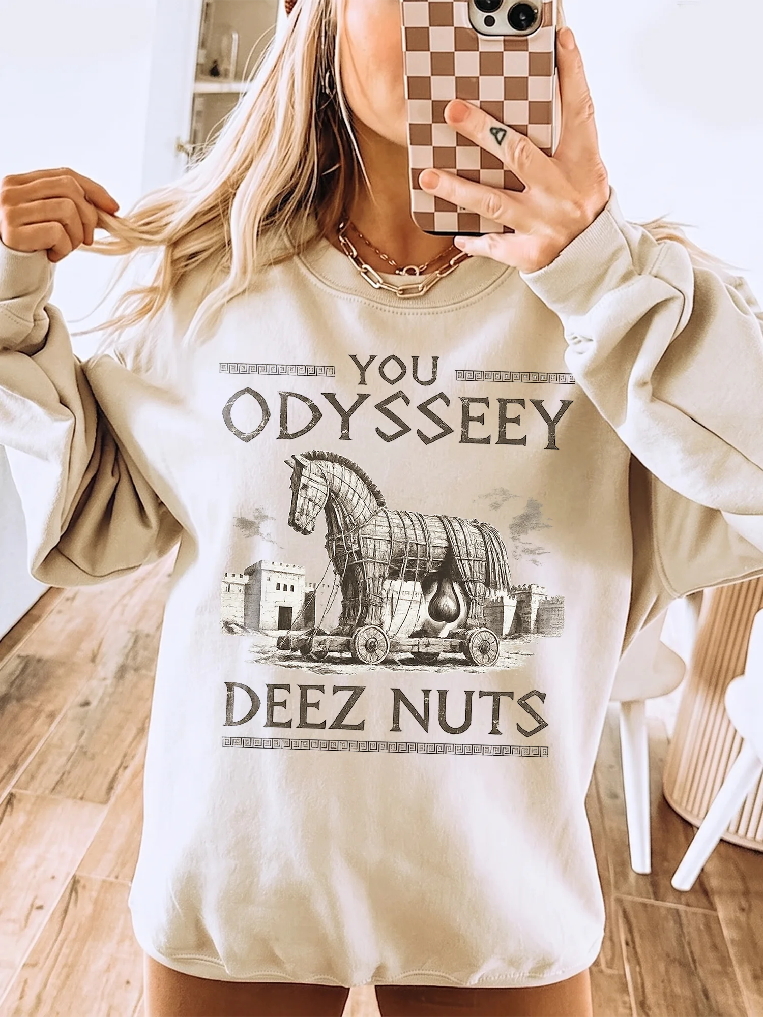 Funny Trojan Horse You Odyssey Deez Nuts Graphic Tee Sarcastic Greek Mythology Meme Shirt Viral Gag Gift
