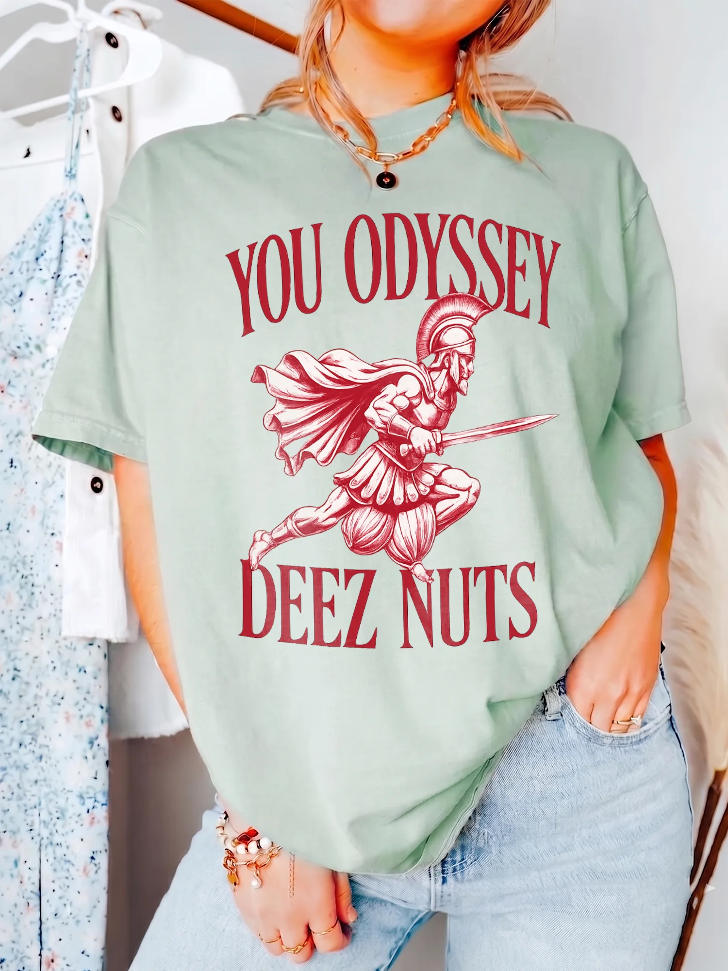 Funny You Odyssey Deez Nuts Graphic Tee Greek Mythology Meme Shirt Adult Humor Gag Gift