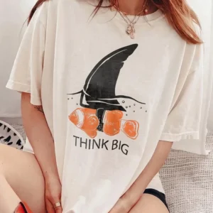 Think Big Clownfish Shark Fin Motivational Graphic Tee For Entrepreneurs And Goal Setters