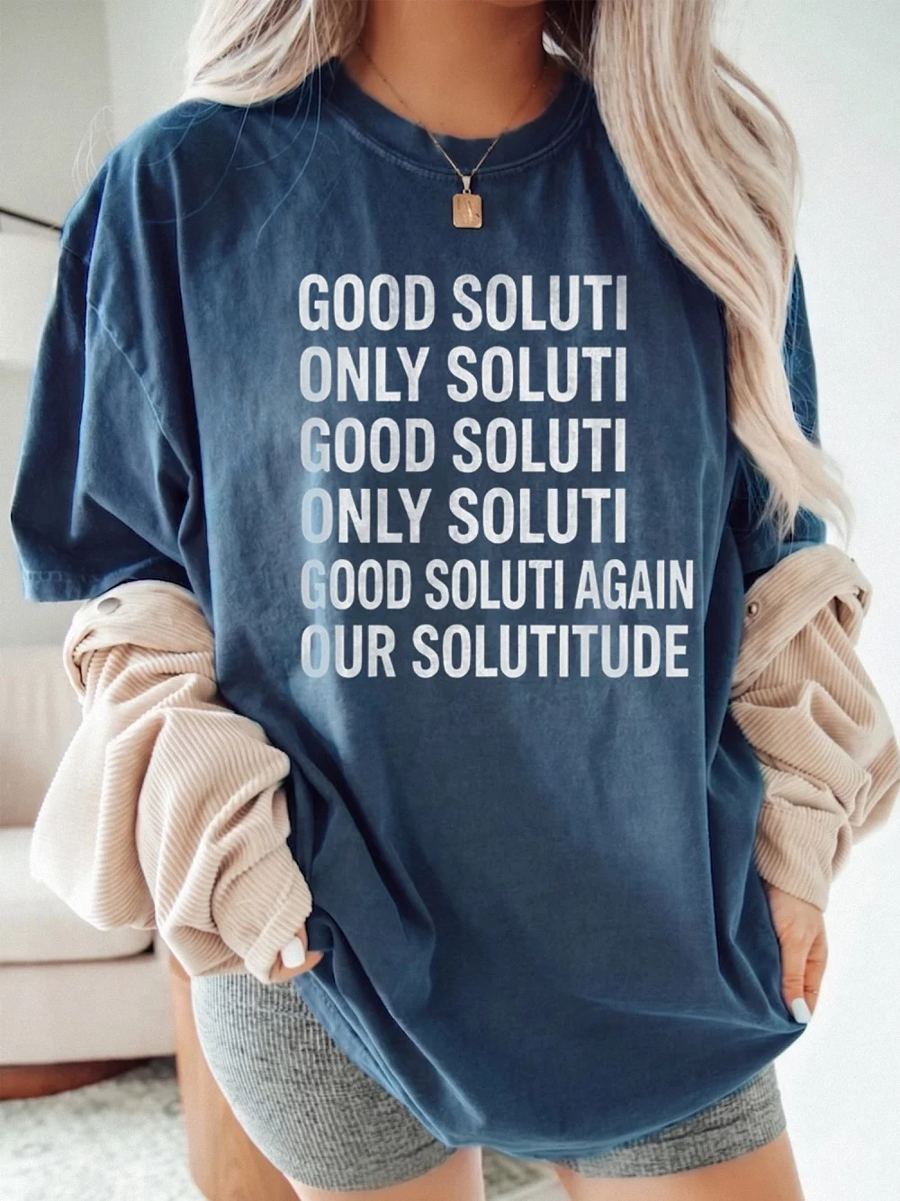Abstract Typography Graphic Tee Surreal Glitch Text Slogan Shirt Quirky Conversation Starter Casual T-Shirt