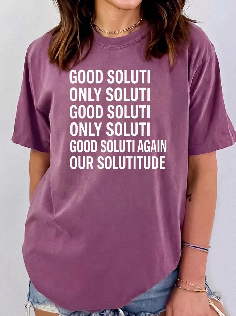Abstract Typography Graphic Tee Surreal Glitch Text Slogan Shirt Quirky Conversation Starter Casual T-Shirt