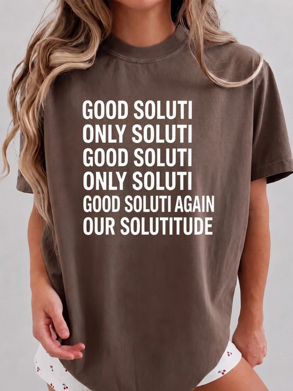 Abstract Typography Graphic Tee Surreal Glitch Text Slogan Shirt Quirky Conversation Starter Casual T-Shirt