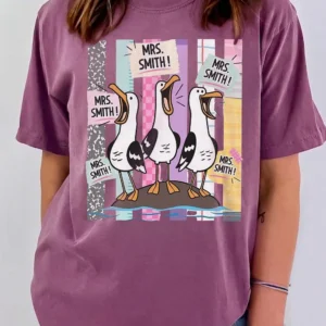 Personalized Teacher Name Funny Seagull Graphic Tee Back To School Gift