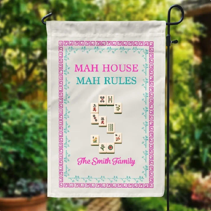 Personalized Welcome To The Mah House Garden Flag Custom Family Name Mahjong Yard Sign Decor