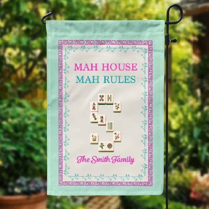 Personalized Welcome To The Mah House Garden Flag Custom Family Name Mahjong Yard Sign Decor