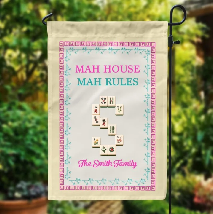 Personalized Welcome To The Mah House Garden Flag Custom Family Name Mahjong Yard Sign Decor