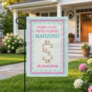 Personalized Welcome To The Mah House Garden Flag Custom Family Name Mahjong Yard Sign Decor